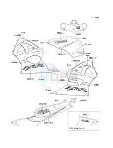 ZX 600 J [NINJA ZX-6R] (J1-J3) [NINJA ZX-6R] drawing DECALS-- RED_BLACK- --- CA,US- --- ZX600-J3- -