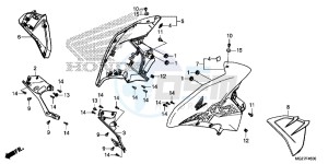 CB500XAF CB500X UK - (E) drawing MIDDLE COWL