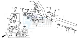 CB600F HORNET drawing HANDLE PIPE/TOP BRIDGE (CB600F2/F22)