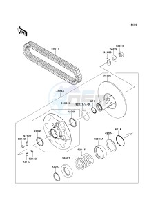 KVF 360 A [PRAIRIE 360 4X4] (A6F-A9F) A8F drawing DRIVEN CONVERTER_DRIVE BELT