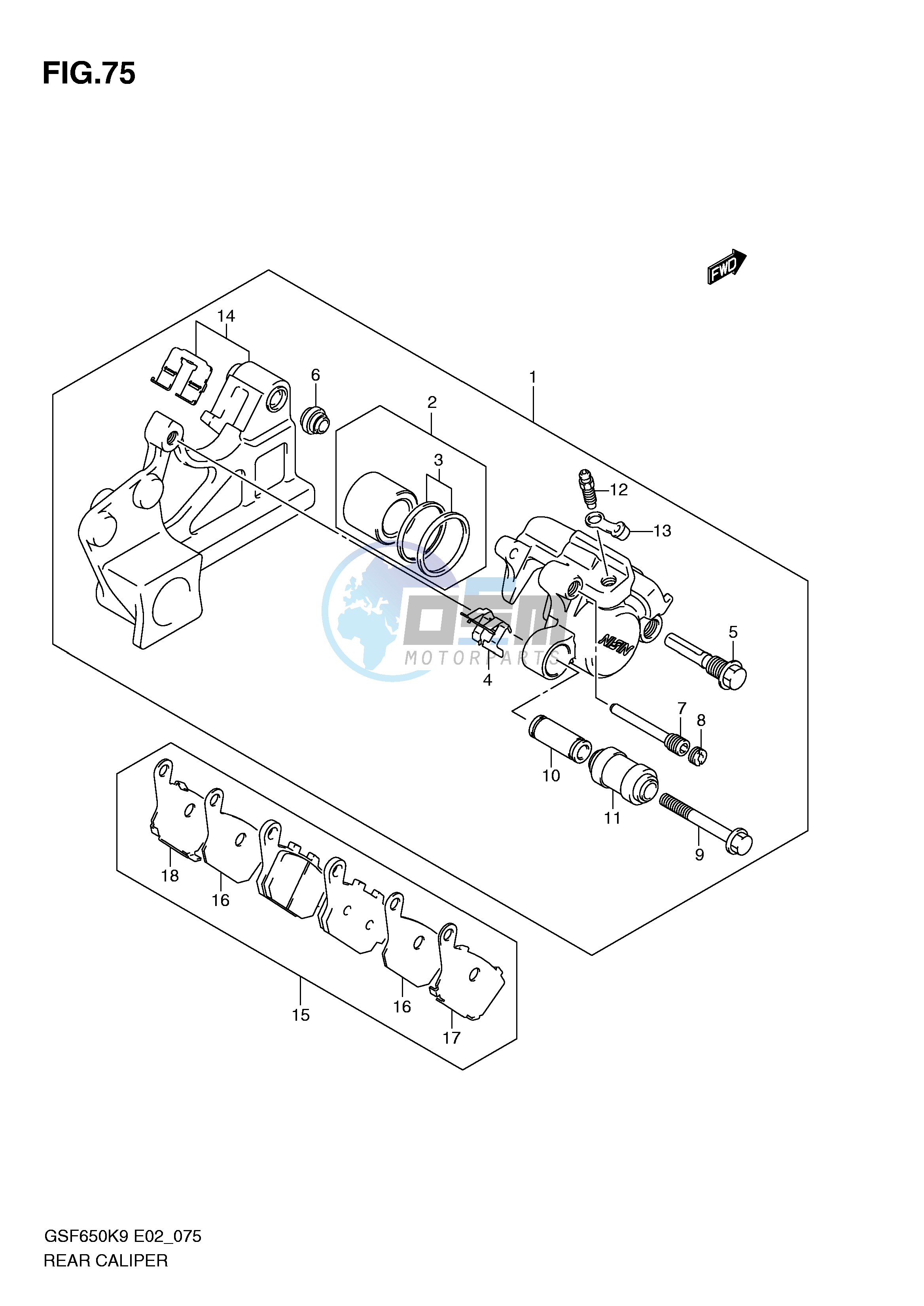 REAR CALIPER (GSF650K9 SK9 SUK9 UK9 L0 SL0 SUL0 UL0)