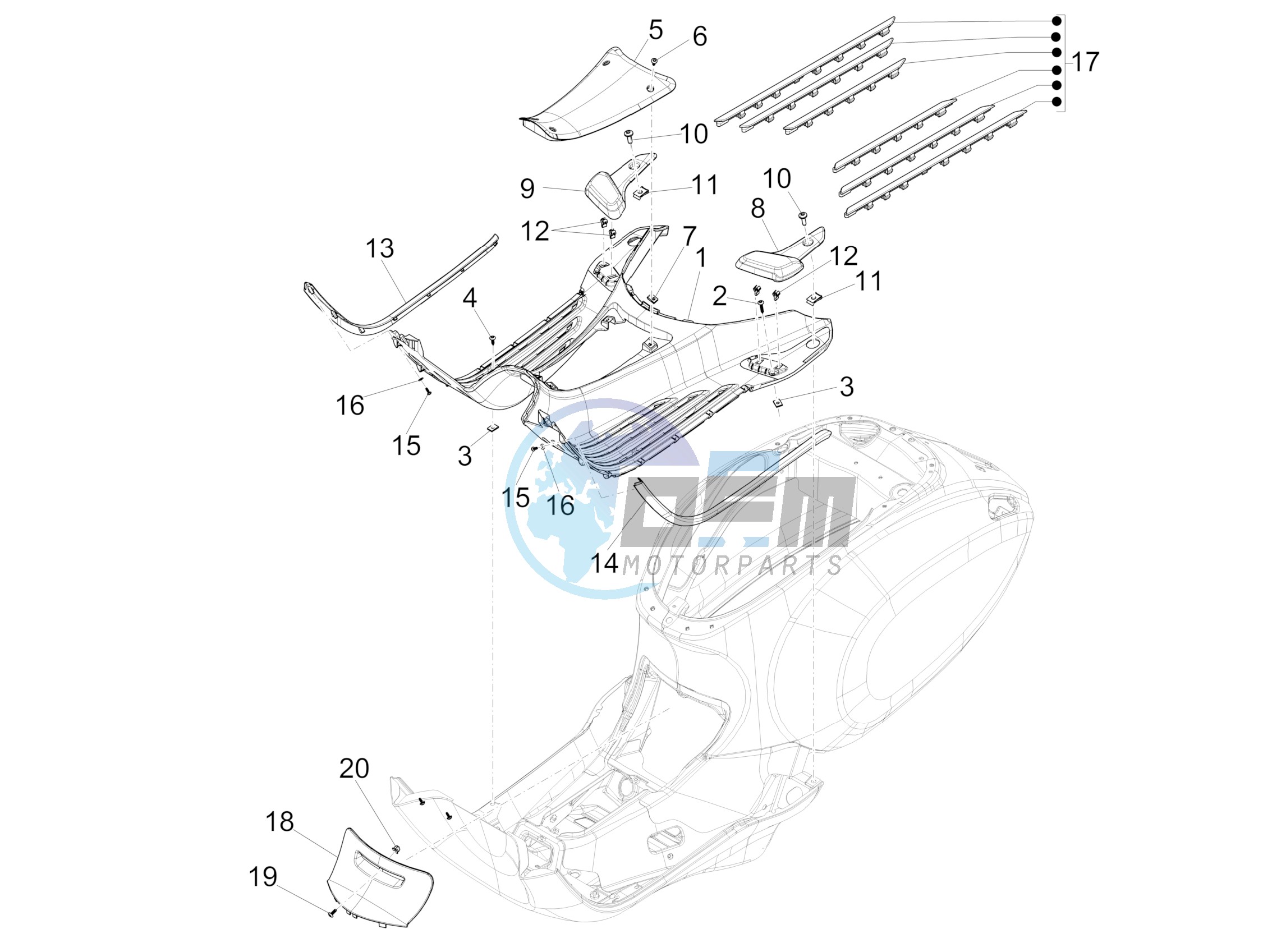 Central cover - Footrests