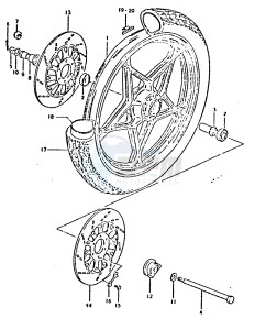 GSX750 (T-X) drawing FRONT WHEEL (GSX750ET, GSX750EX)