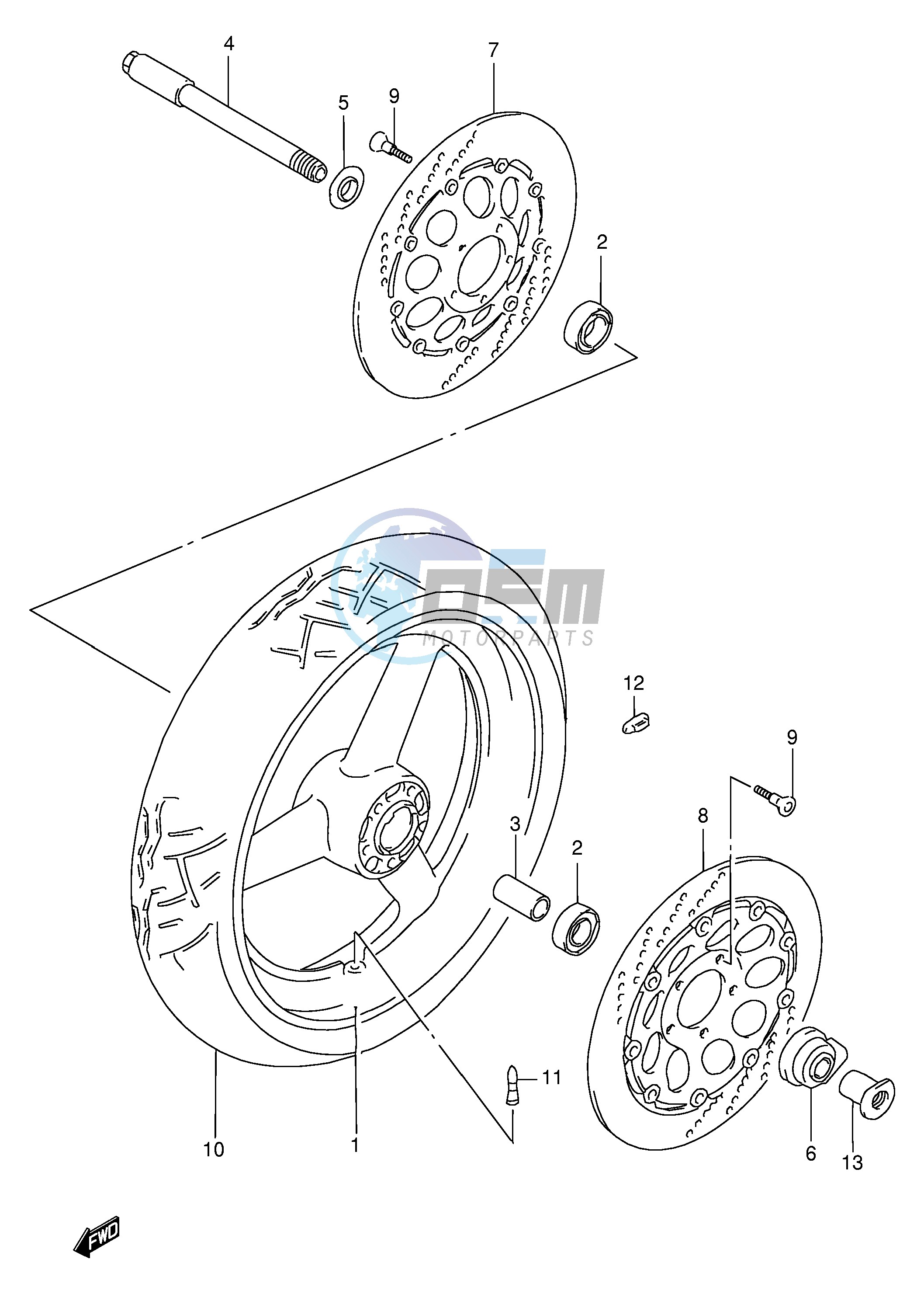 FRONT WHEEL (MODEL S T V W)