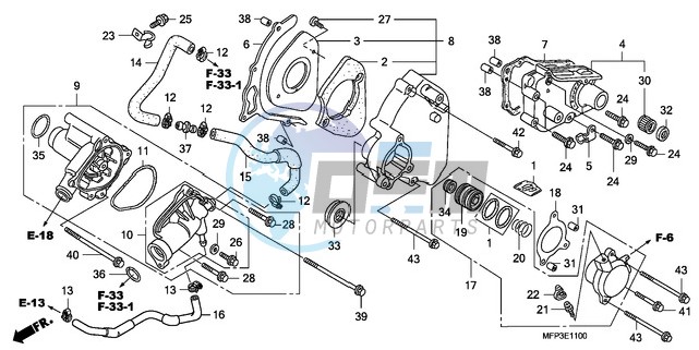 LEFT REAR COVER/WATER PUM P