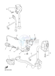 WR250R (32DT 32DS 32DU) drawing HANDLE SWITCH & LEVER