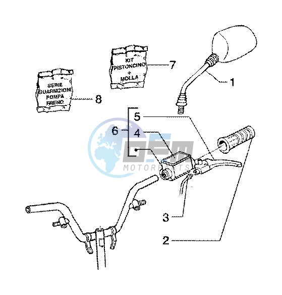 Handlebars component parts (Vehicle with rear hub brake)