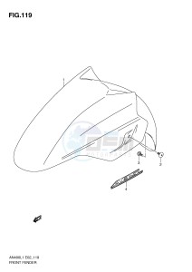 AN400 (E2) Burgman drawing FRONT FENDER (AN400AL1 E19)