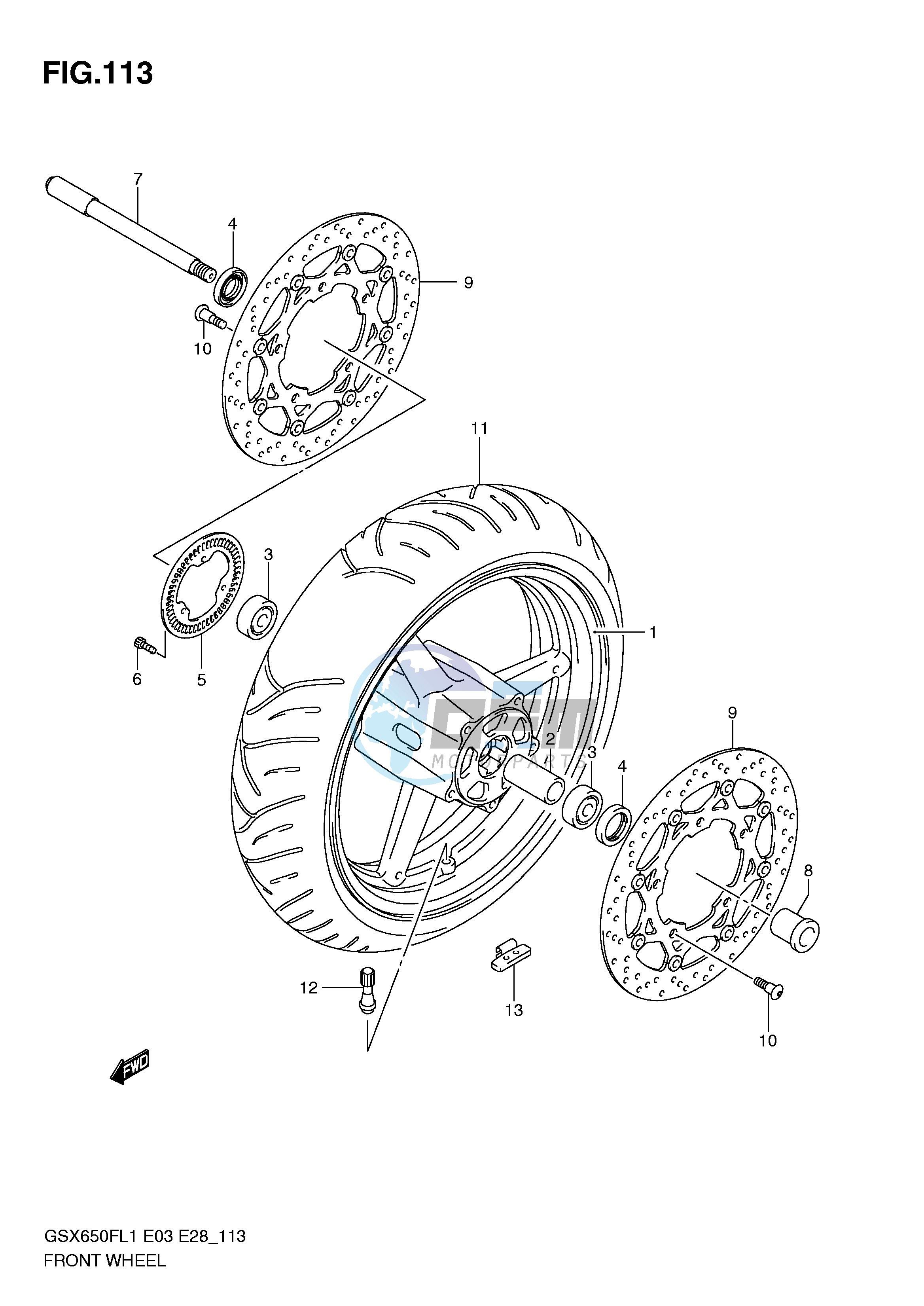 FRONT WHEEL (GSX650FAL1 E28)