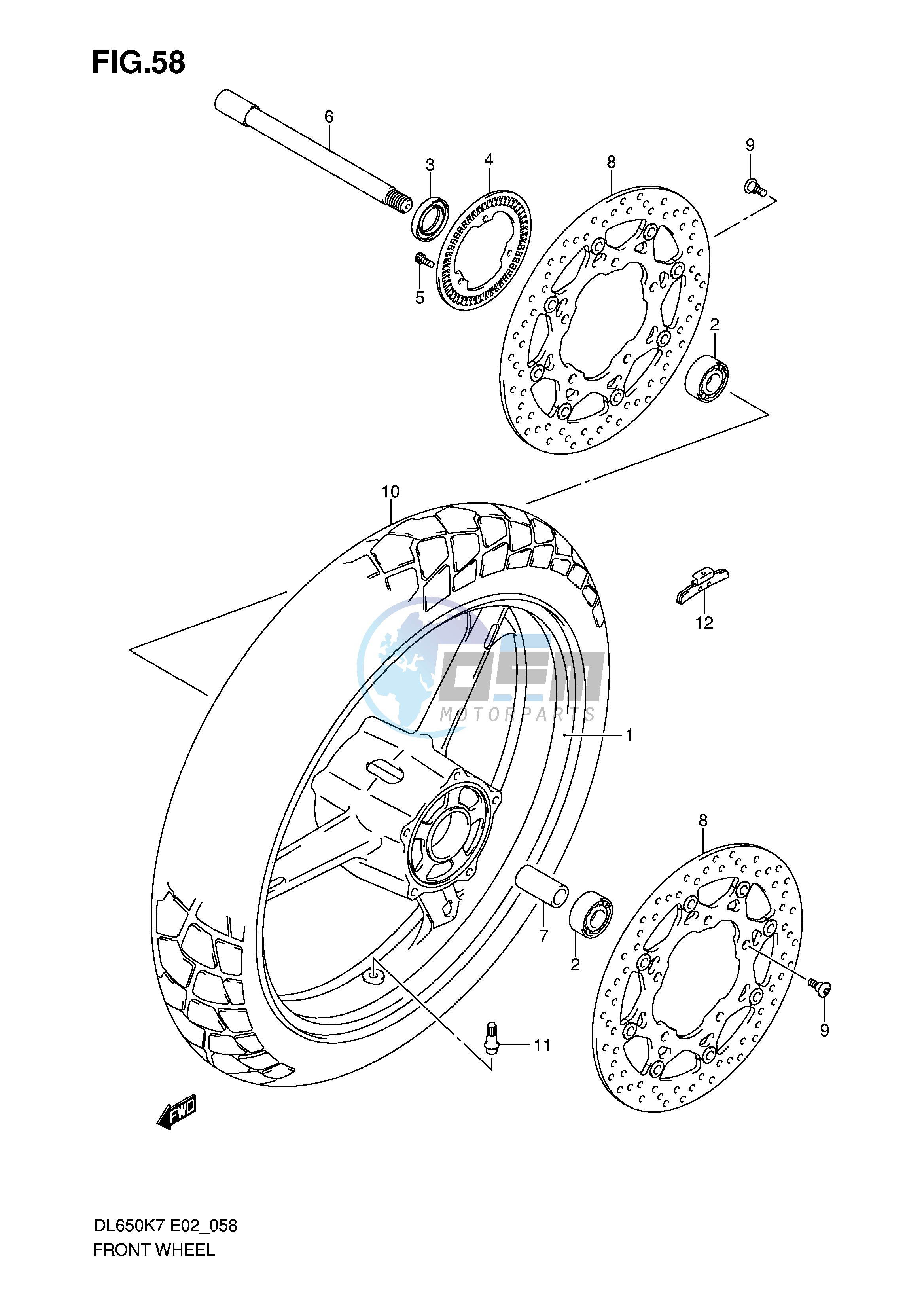 FRONT WHEEL (DL650AK7 AK8 AK9 AL0 AUEL0)