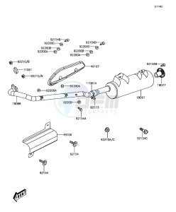 BRUTE FORCE 300 KVF300CJF EU drawing Muffler(s)