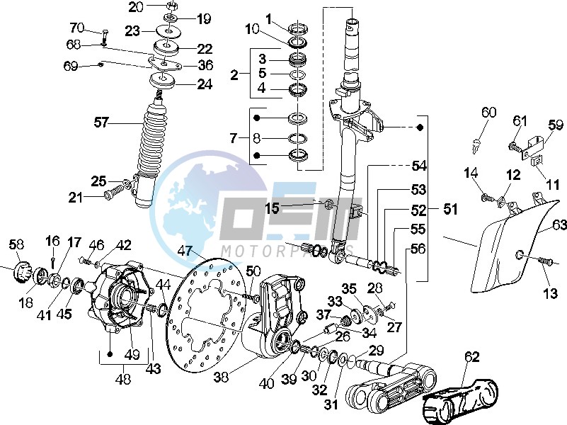 Fork - steering tube - Steering bearing unit