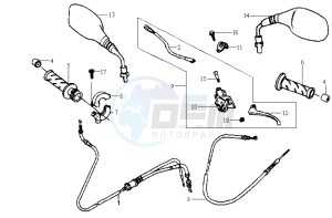 JET EURO X 50 E2 drawing HANDLEBAR / CABLES / BRAKE LEVER