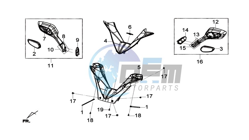 HEAD LIGHT COVER / SPEEDOMETER COWL / MIRRORS