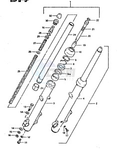 GSX750 (T-X) drawing FRONT FORK (GSX750EX, GSX750X)