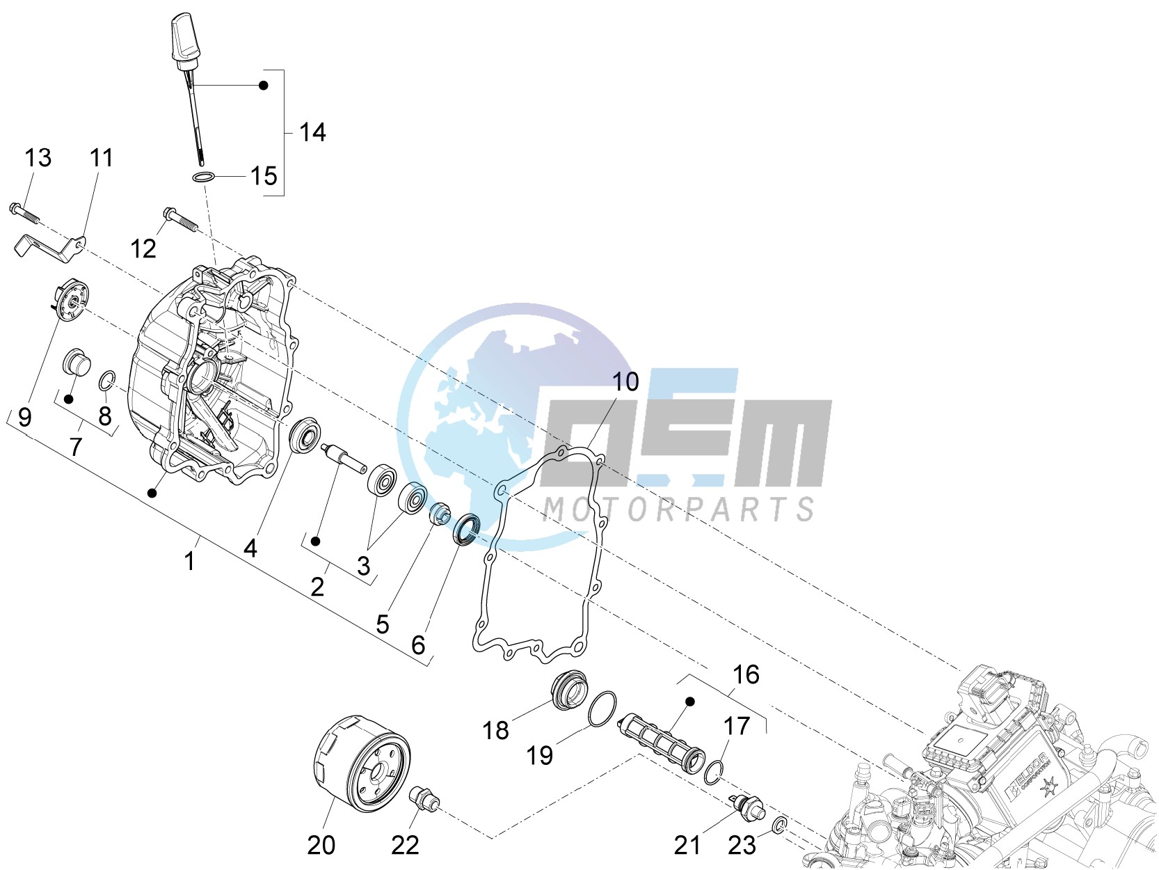 Flywheel magneto cover - Oil filter