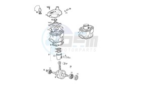 SENDA SM X-RACE - 50 CC EU2 drawing CRANKSHAFT - CYLINDER - CYLINDER HEAD