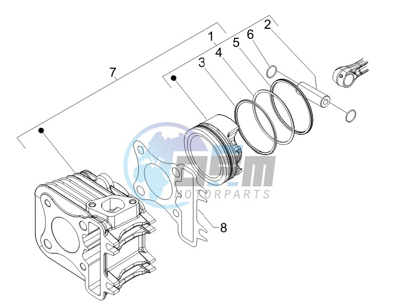 Cylinder - piston - wrist pin unit