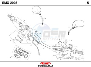 SMX-50-BLUE drawing HANDLEBAR - CONTROLS