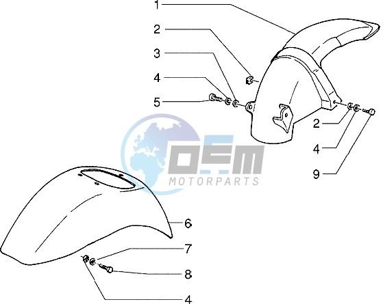 Front and rear mudguard