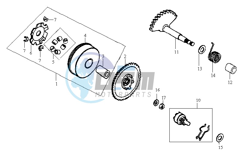 DRIVE PULLEY - GEARED SHAFT