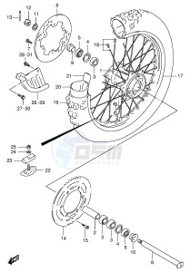 RM125 (E2) drawing REAR WHEEL (MODEL T V W X)