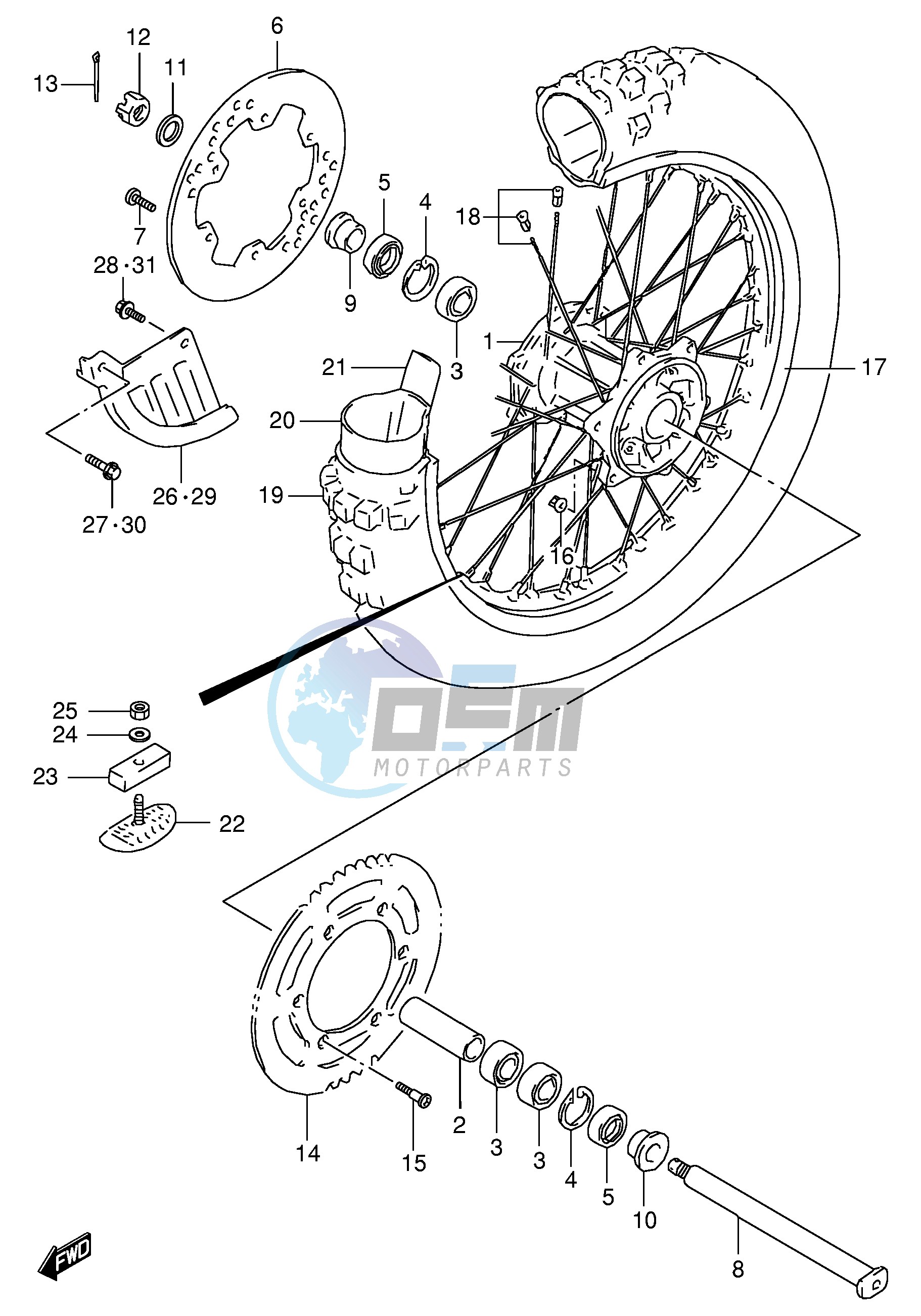 REAR WHEEL (MODEL T V W X)