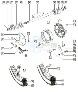 WIZZ-RD_25-45kmh_X-K1 50 X-K1 drawing Rear wheel-alu