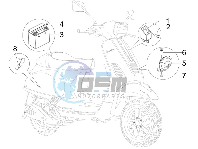 Control switches - Battery - Horn