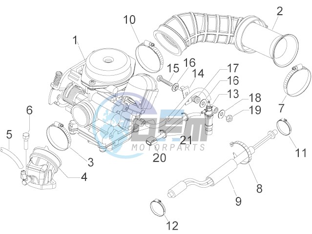 Carburettor, assembly - Union pipe