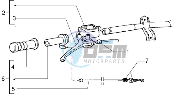 Handlebars component parts (Vehicle with rear hub brake)