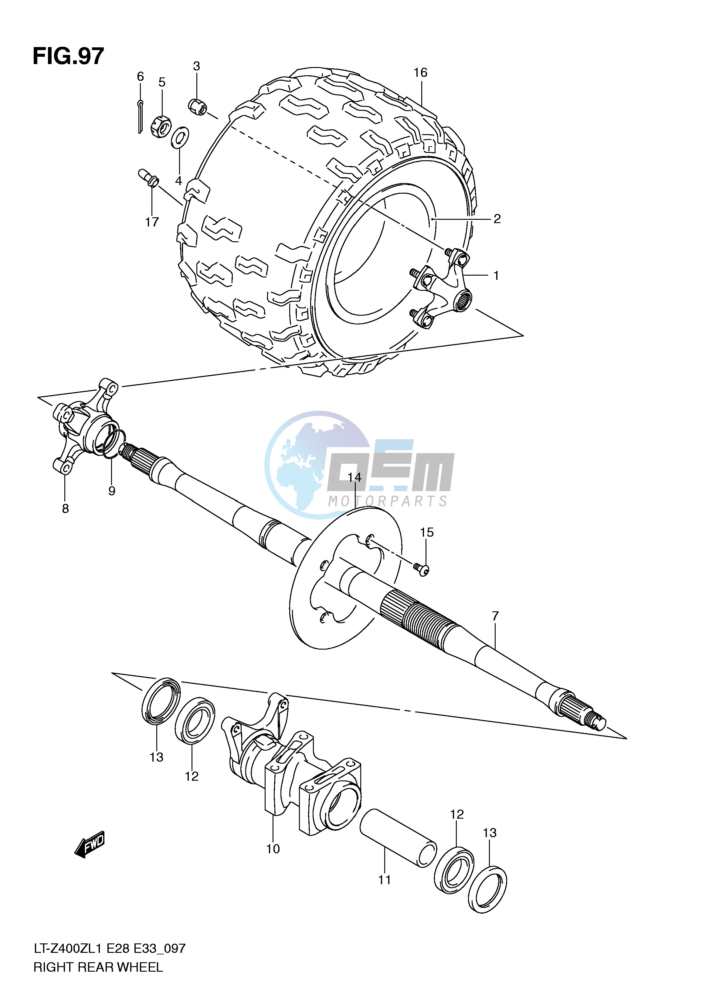 RIGHT REAR WHEEL (LT-Z400L1 E28)