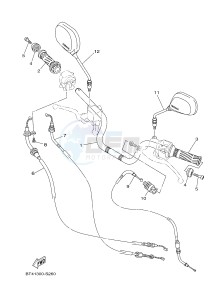 YS125-5C YS125 (BT41) drawing STEERING HANDLE & CABLE