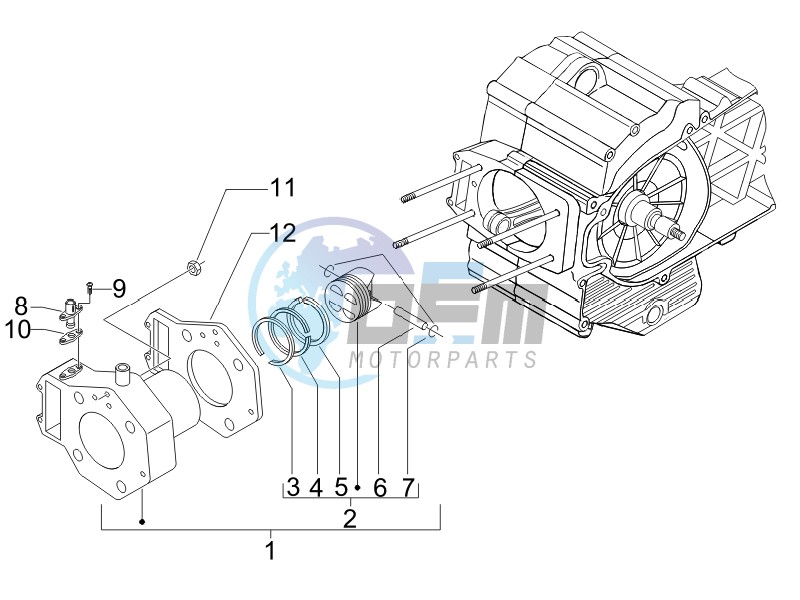 Cylinder-piston-wrist pin unit