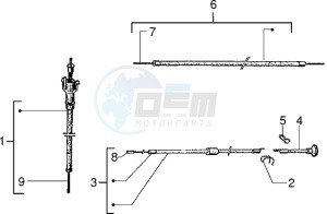 PX 200 E drawing Transmissions rear brake-speedometer (kms)-choke