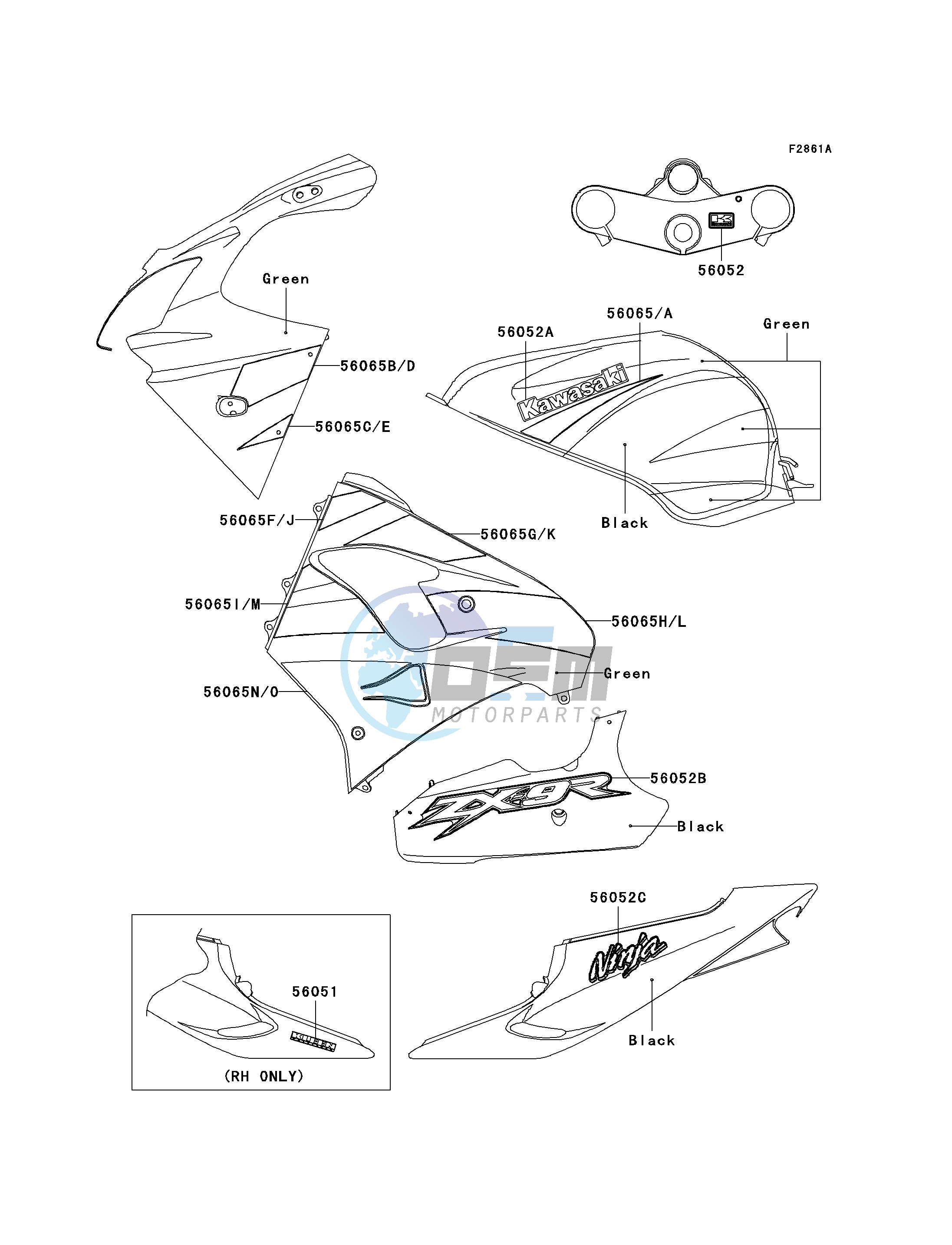 DECALS-- GREEN_BLACK- --- ZX900-F1- -