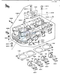 KZ 1100 B [GPZ) (B1-B2) [GPZ) drawing CYLINDER HEAD -- KZ1100-B1- -