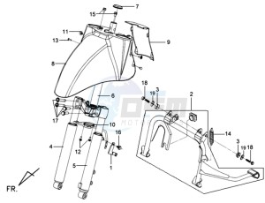 MIO 100 drawing FRONT FENDER / FRONT FORK/ CENTRAL STAND