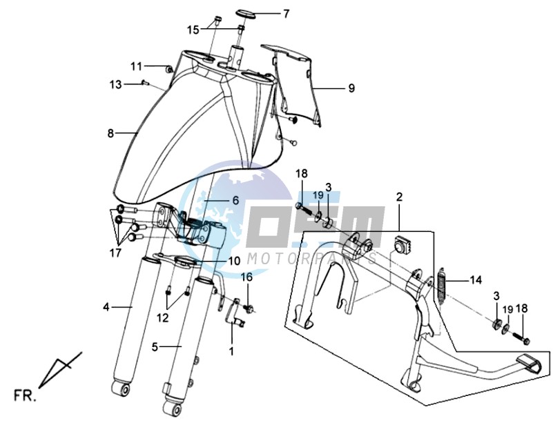 FRONT FENDER / FRONT FORK/ CENTRAL STAND