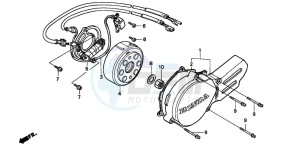 CR80RB drawing LEFT CRANKCASE COVER/ GENERATOR