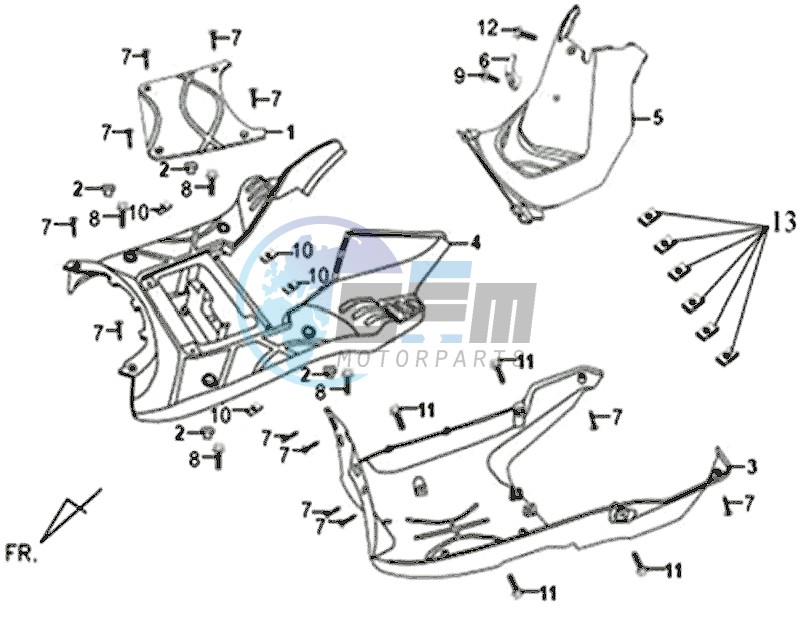 FLOOR PANEL - CENTER COVER / X'PRO 50 (45 KM/H) (AE05W4-EU) (L4-M1)