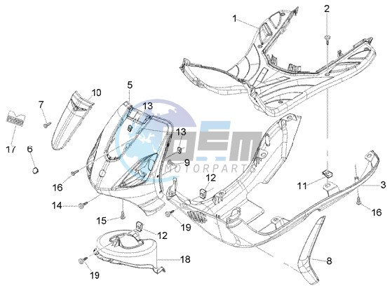 Front shield-foot board-spoiler