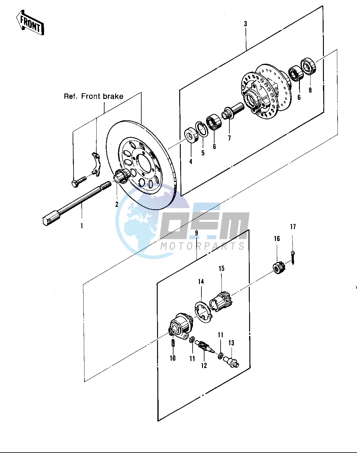 FRONT HUB -- 74 -75 KZ400_KZ400D- -