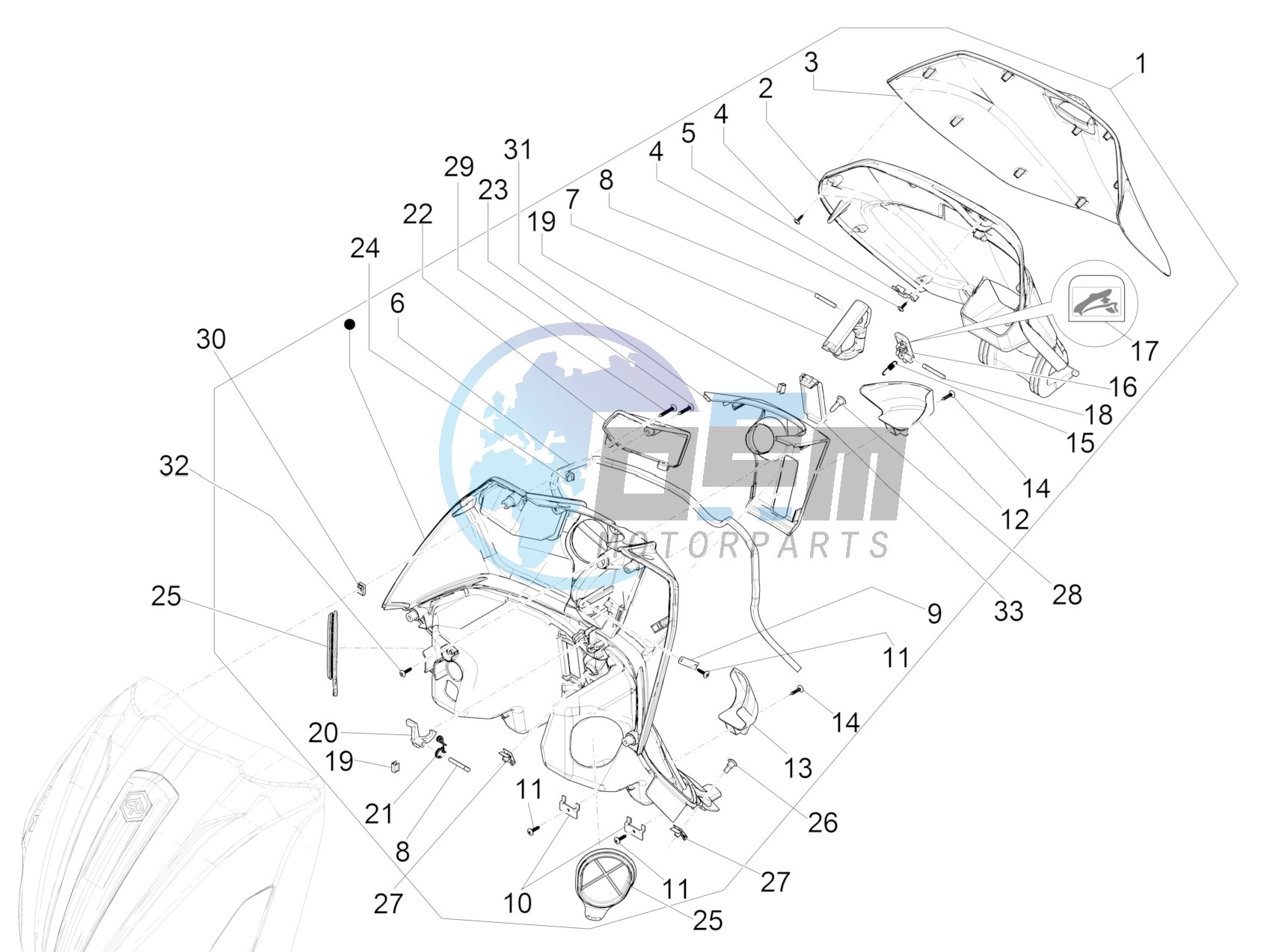 Front glove-box - Knee-guard panel