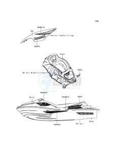 JET SKI ULTRA LX JT1500KCF EU drawing Decals(White)