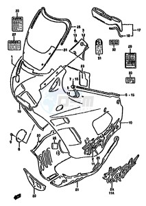 GSX750F (K-T) drawing COWLING BODY (MODEL R)