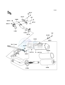 KX250F KX250YCF EU drawing Muffler(s)