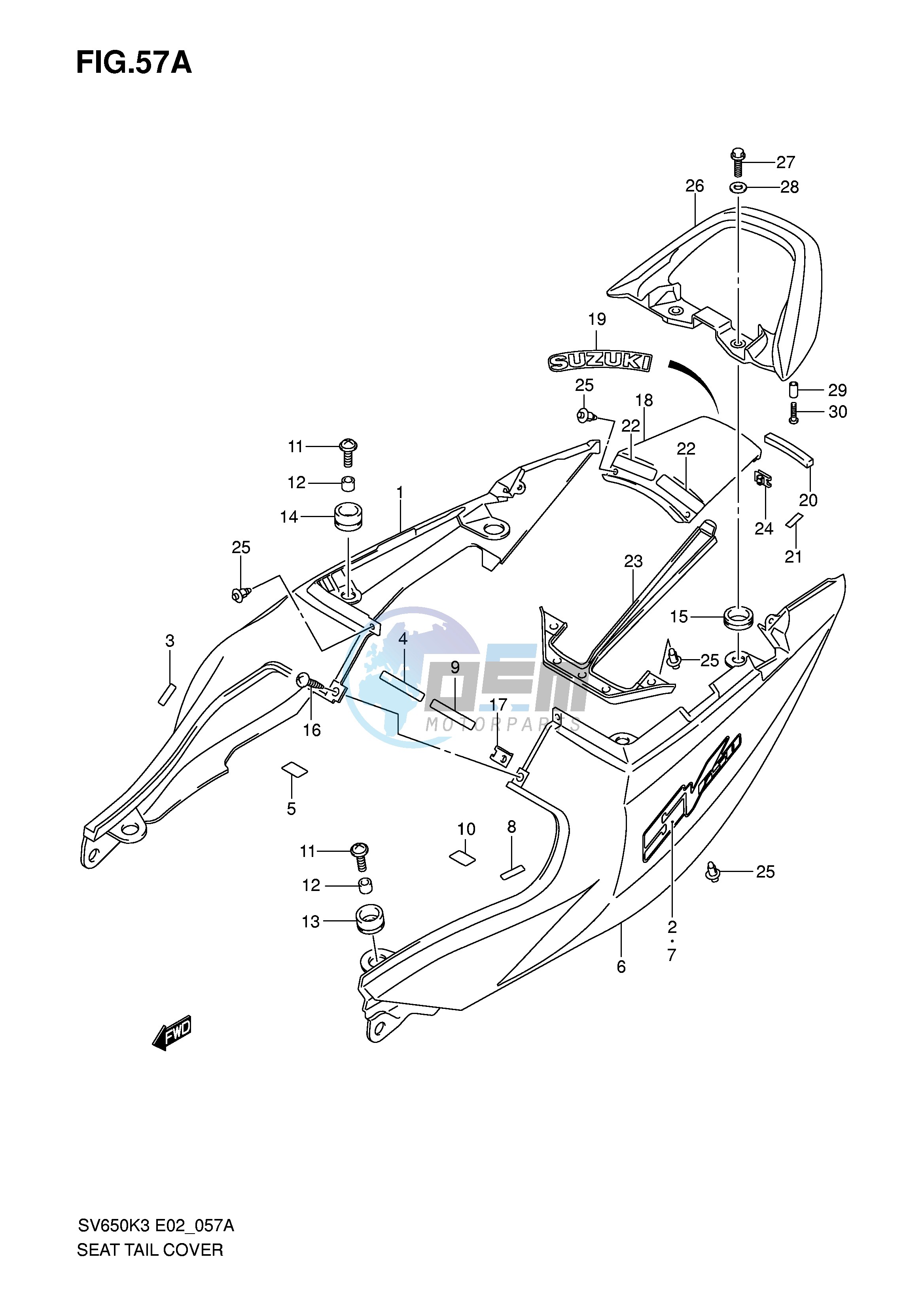 SEAT TAIL COVER (SV650K4 UK4)