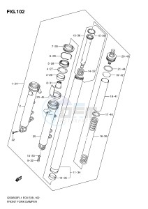 GSX650F (E3-E28) Katana drawing FRONT FORK DAMPER (GSX650FL1 E33)