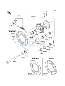 KX250 KX250R8F EU drawing Rear Hub